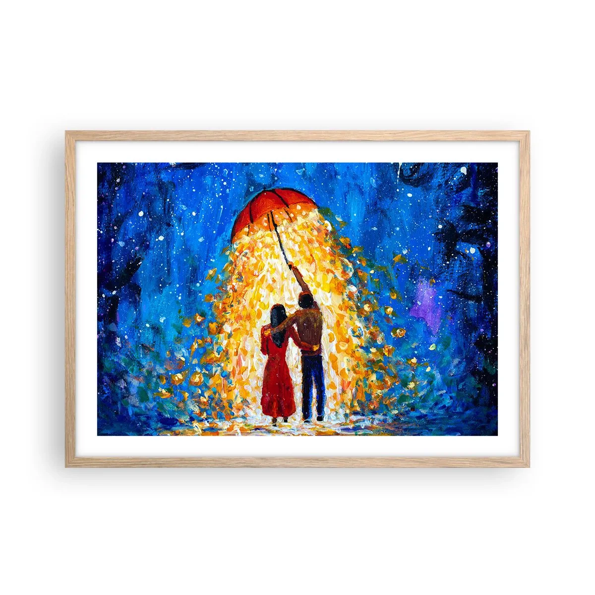 Poster in cornice rovere chiaro - La magia di una sera piovosa? - 70x50 cm