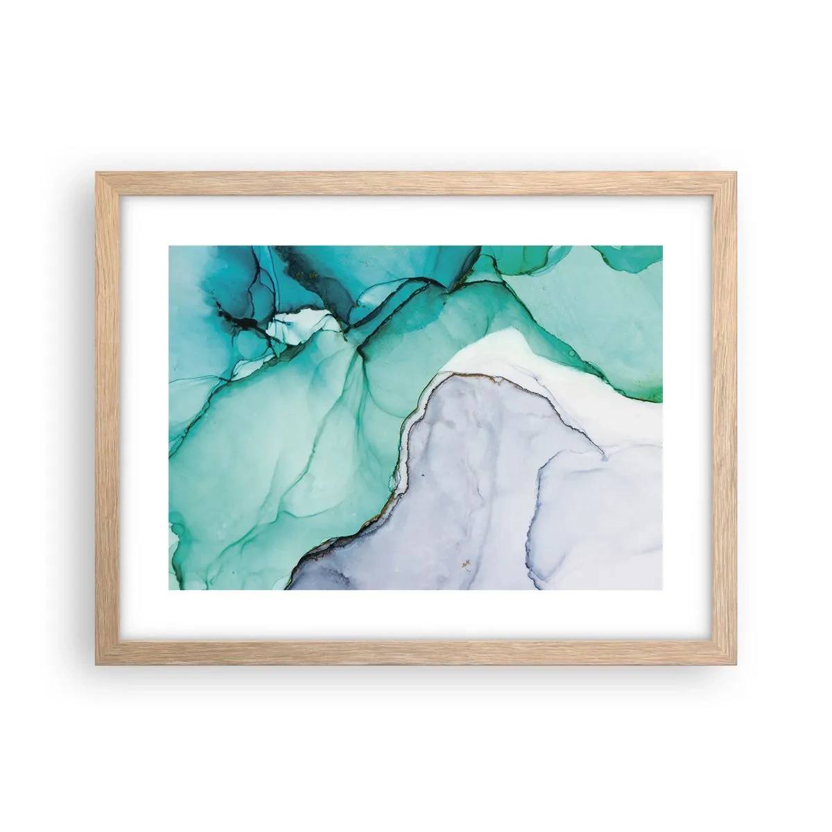 Poster in cornice rovere chiaro - Studio in turchese - 40x30 cm