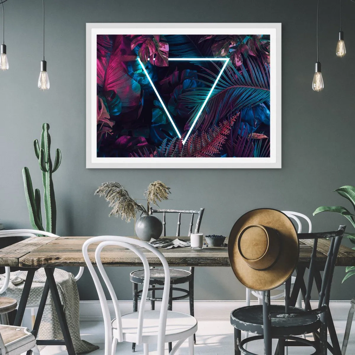 Poster in cornice bianca - Giardino in stile discoteca - 91x61 cm