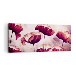 Quadro su tela - Stampe su Tela - Fiori nei toni del rosso e del bianco su uno sfondo delicato - 120x50cm - Petalo rosso e bianco - Decorazione murale moderna per soggiorno e camera da letto ARTTOR