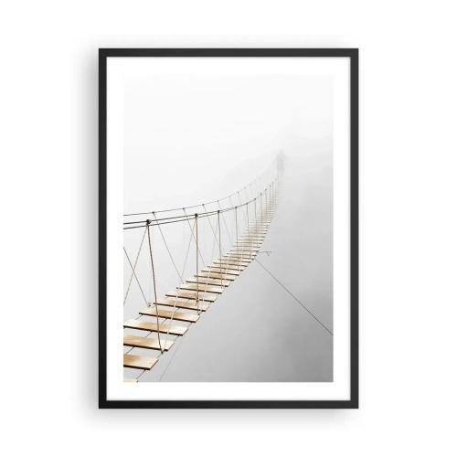 Poster in cornice nera - Un ponte sospeso che affoga nella nebbia - 50x70cm - Dove ti porta? - Decorazione murale moderna per soggiorno e camera da letto ARTTOR