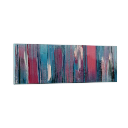 Quadro su vetro - Composizione verticale in blu e rosso - 90x30 cm