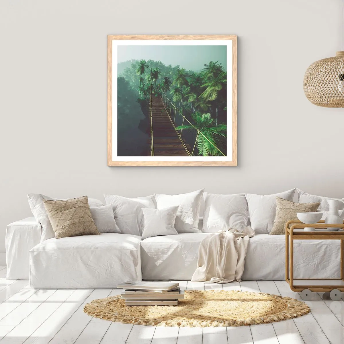 Poster in cornice rovere chiaro - Nel vortice del verde - 50x50 cm