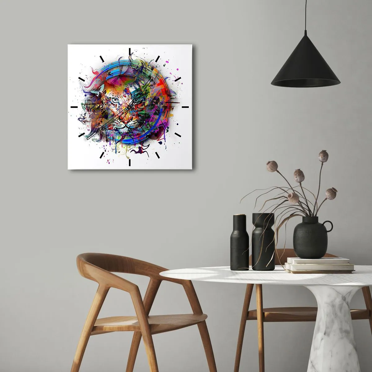 Orologio da parete - Orologio in Vetro - Si nasconde dietro un velo arcobaleno - 30x30 cm