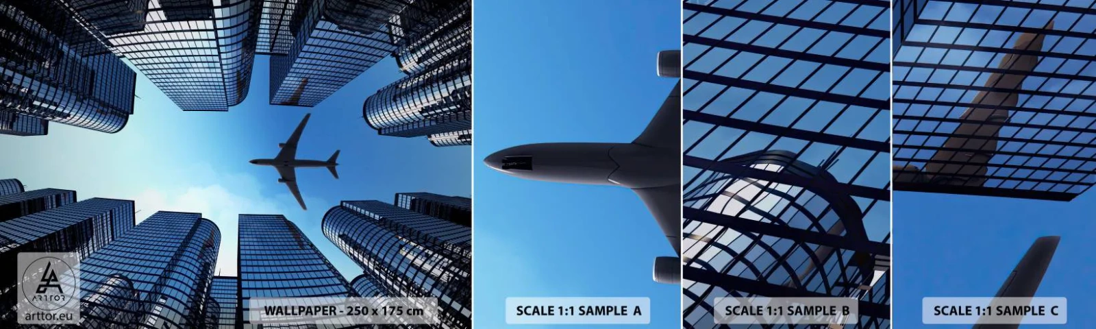 Campione Di Fotomurale Standard Eco - Panorama dal canyon di vetro - Architettura, Aereo, Città - 100x30 cm