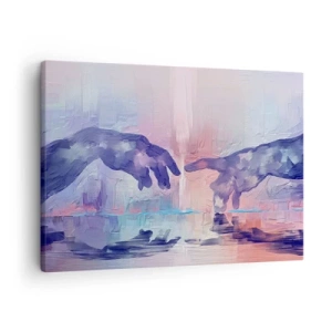 Quadro su tela - Stampe su Tela - Mani simboliche in colori astratti, che rimandano al tema della creazione - 70x50cm - La scintilla divina della vita - Decorazione murale moderna per soggiorno e camera da letto ARTTOR