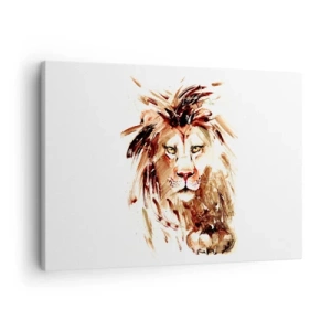 Quadro su tela - Stampe su Tela - Ritratto ad acquerello di un leone con dettagli intensi - 70x50cm - Forza e dignità - Decorazione murale moderna per soggiorno e camera da letto ARTTOR