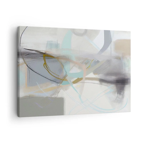 Quadro su tela - Stampe su Tela - Astrazione pastello con linee delicate - 70x50cm - Astrazione nebulosa - Decorazione murale moderna per soggiorno e camera da letto ARTTOR