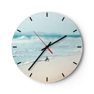 Orologio da parete - Orologio in Vetro - Spiaggia e onde al mattino - 30x30cm - Calore e rumore - Decorazione murale moderna per soggiorno, cucina e camera da letto ARTTOR
