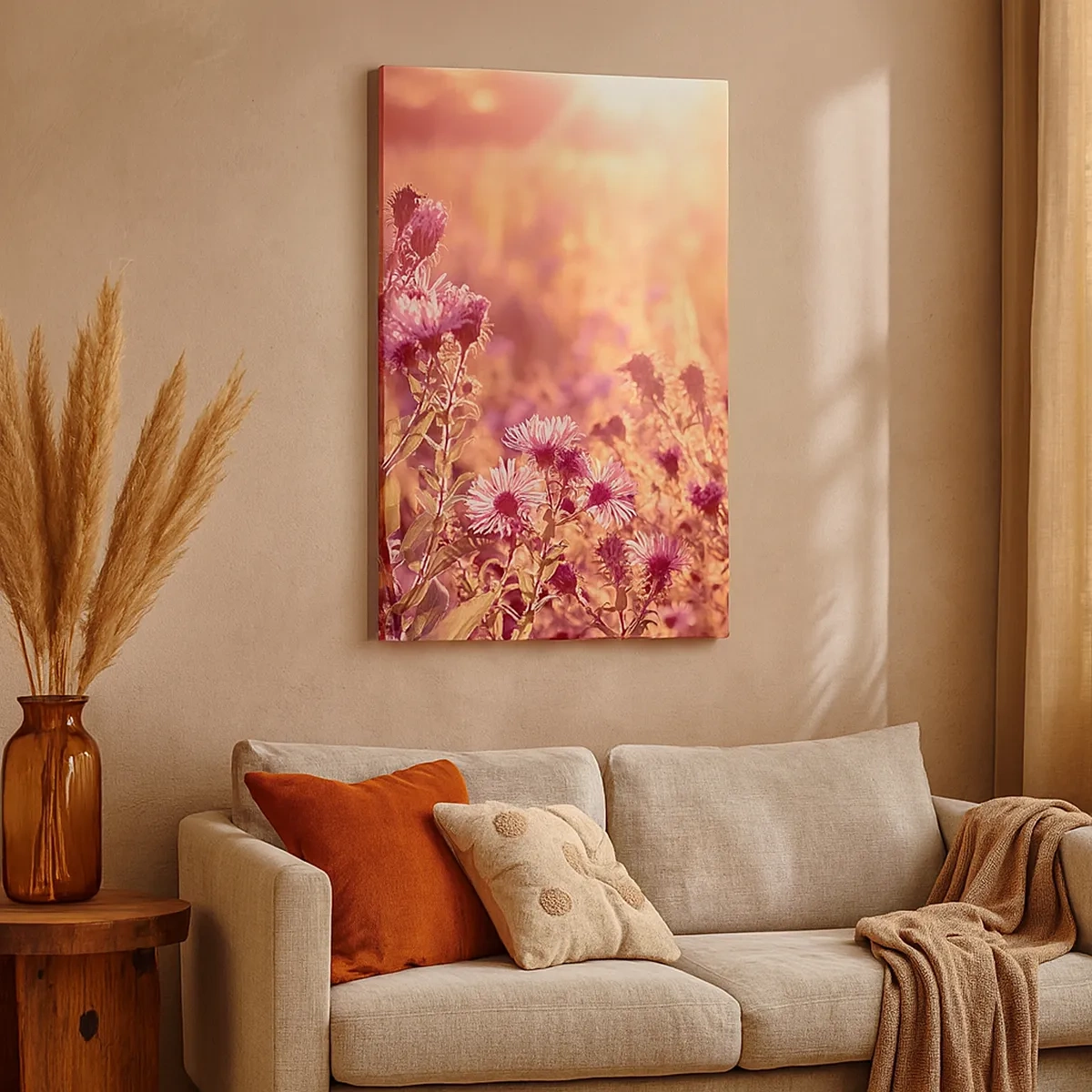 Quadro su tela - Stampe su Tela - Prato alla luce del sole al tramonto - 50x70cm - Prima della fine dell'estate - Decorazione murale moderna per soggiorno e camera da letto ARTTOR