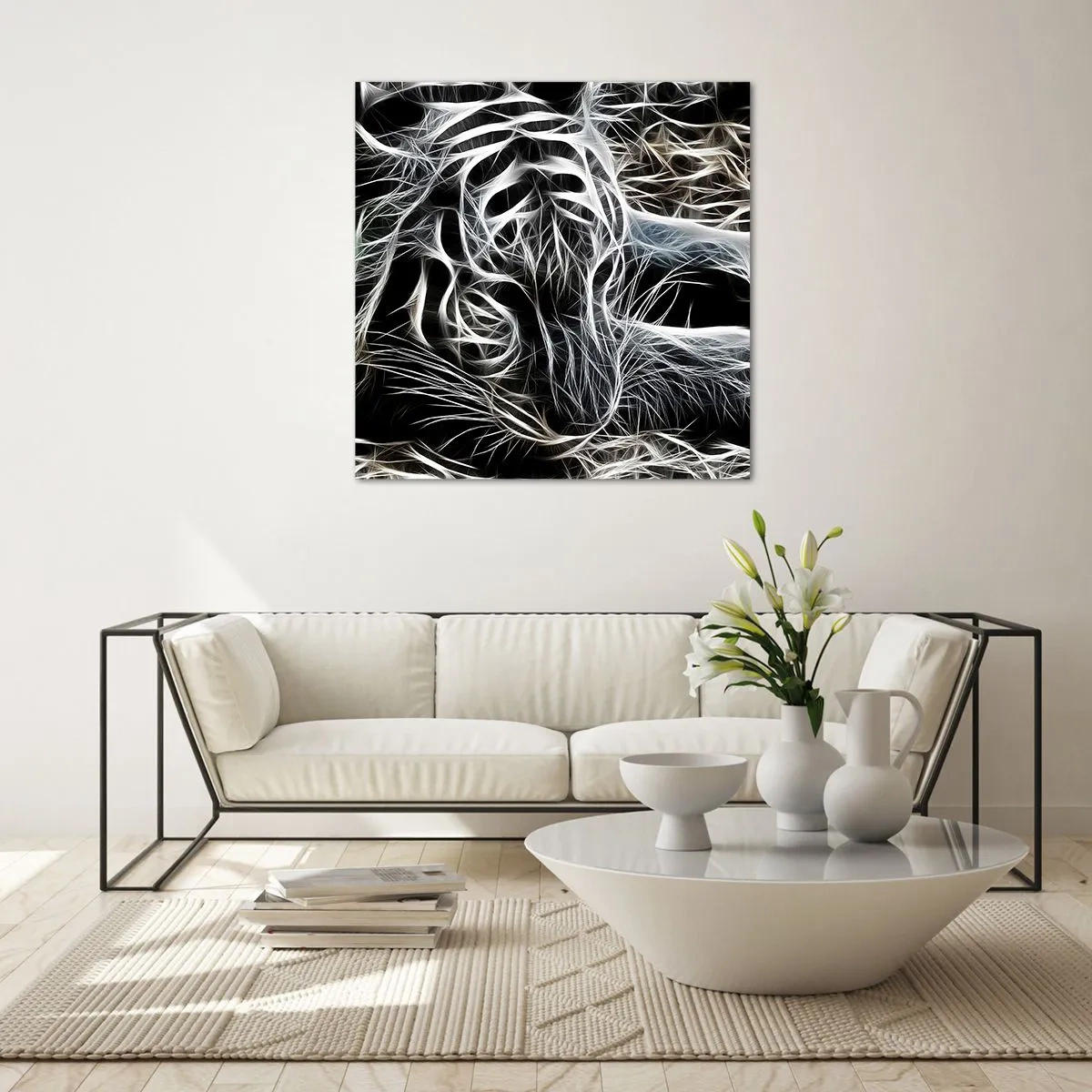 Quadro su vetro - Studio di leggerezza felina - 70x70 cm