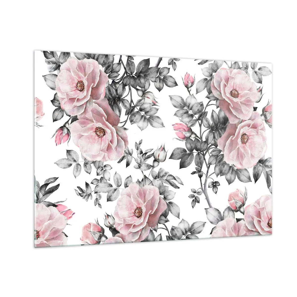 Quadro su vetro - Perdersi tra i fiori di rosa - 100x70cm - Perdersi tra le rose - Decorazione murale moderna per soggiorno e camera da letto ARTTOR