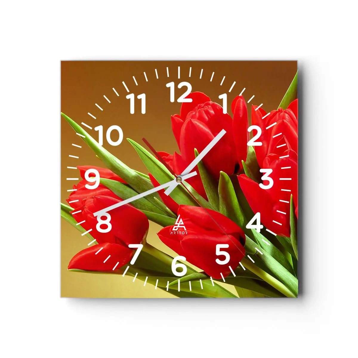 Orologio da parete - Orologio in Vetro - Un mazzo di gioia primaverile - 30x30 cm