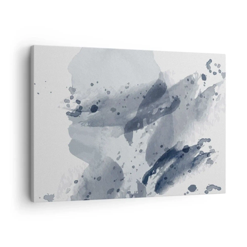 Quadro su tela - Stampe su Tela - Macchie astratte nelle tonalità del blu su uno sfondo chiaro - 70x50cm - Studio della natura dell'acqua - Decorazione murale moderna per soggiorno e camera da letto ARTTOR