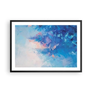 Poster in cornice nera - Composizione astratta nei toni del blu e del rosa - 70x50cm - Astrazione invernale - Decorazione murale moderna per soggiorno e camera da letto ARTTOR