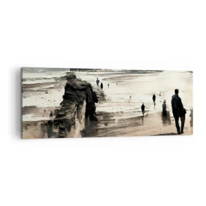 Quadro su tela - Stampe su Tela - Passeggiatori sulla spiaggia in un paesaggio tranquillo - 140x50cm - Convocati - Decorazione murale moderna per soggiorno e camera da letto ARTTOR