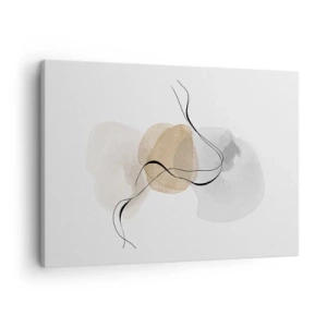 Quadro su tela - Stampe su Tela - Astrazione minimalista nei toni del beige e del grigio - 70x50cm - Grani d'aria - Decorazione murale moderna per soggiorno e camera da letto ARTTOR
