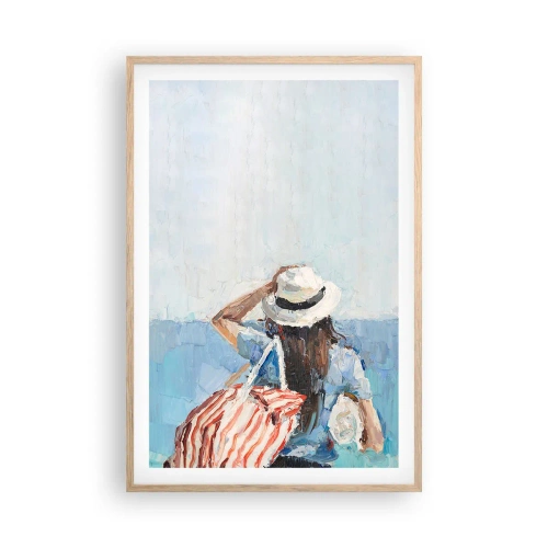 Poster in cornice rovere chiaro - Benvenuti in vacanza - 61x91 cm