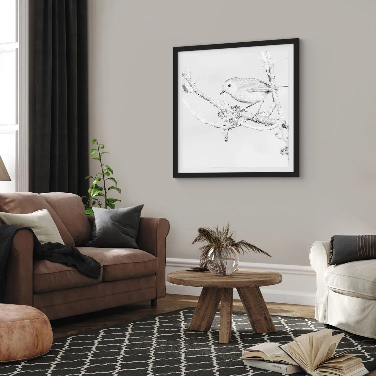 Poster in cornice nera - Mattino invernale - 50x50 cm