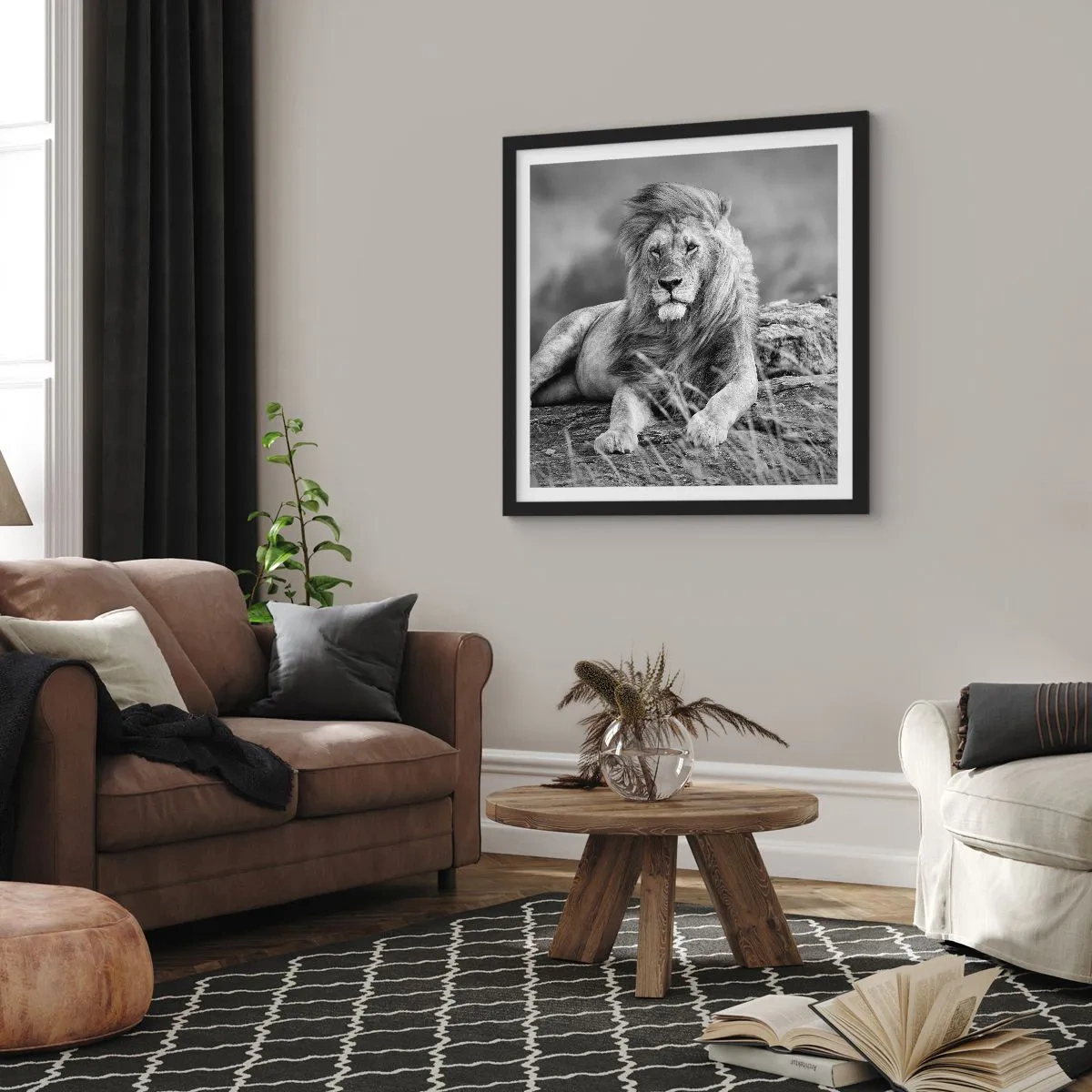 Poster in cornice nera - La siesta del re - 60x60 cm