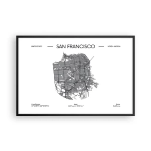 Poster in cornice nera - Anatomia di San Francisco - 91x61 cm