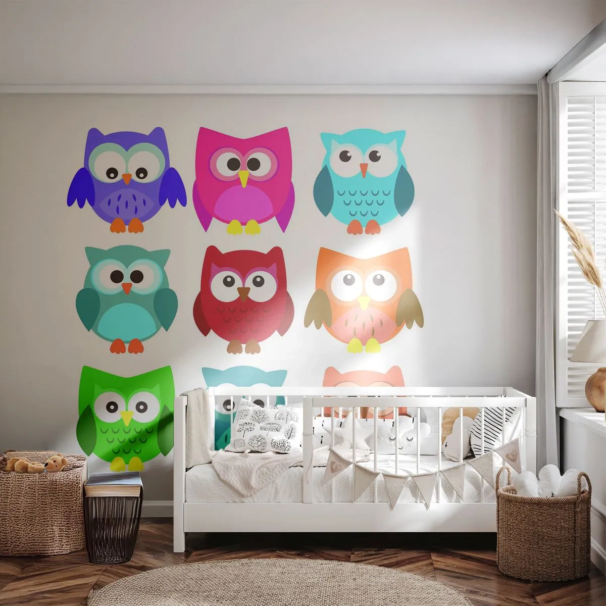 Fotomurali Premium Canvas - Essere diversi può essere divertente - Per bambini, Gufo, Grafica - 450x315 cm