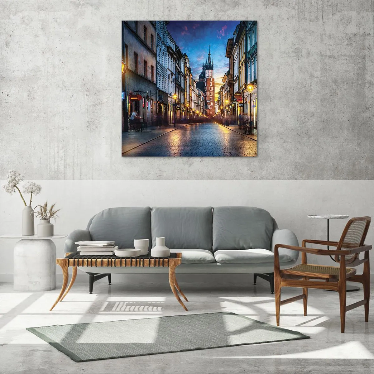 Quadro su vetro - La magia di Cracovia - 60x60 cm