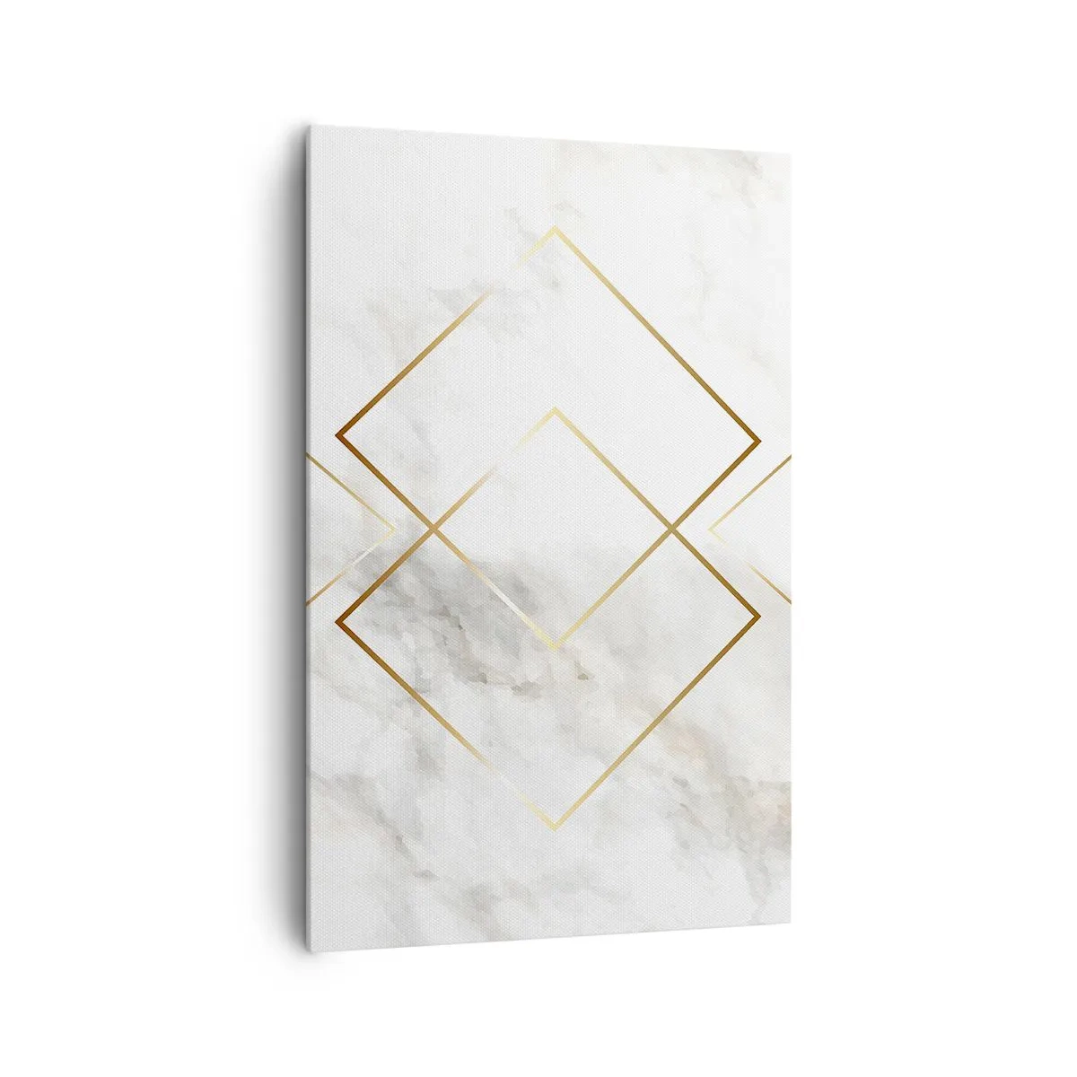 Quadro su tela - Stampe su Tela - Rombi dorati minimalisti su uno sfondo di marmo - 80x120cm - Vista sull'infinito - Decorazione murale moderna per soggiorno e camera da letto ARTTOR