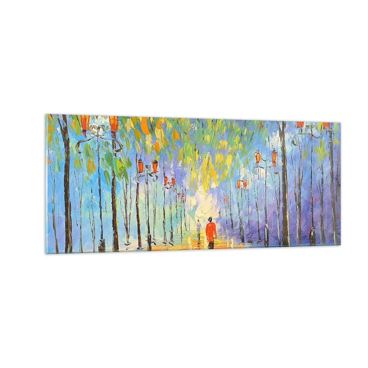 Quadro su vetro - Canzone notturna sotto la pioggia - 100x40 cm