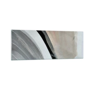 Quadro su vetro - Arco astratto nei toni del nero, grigio e beige - 140x50cm - Composizione: arco di nero e grigio - Decorazione murale moderna per soggiorno e camera da letto ARTTOR