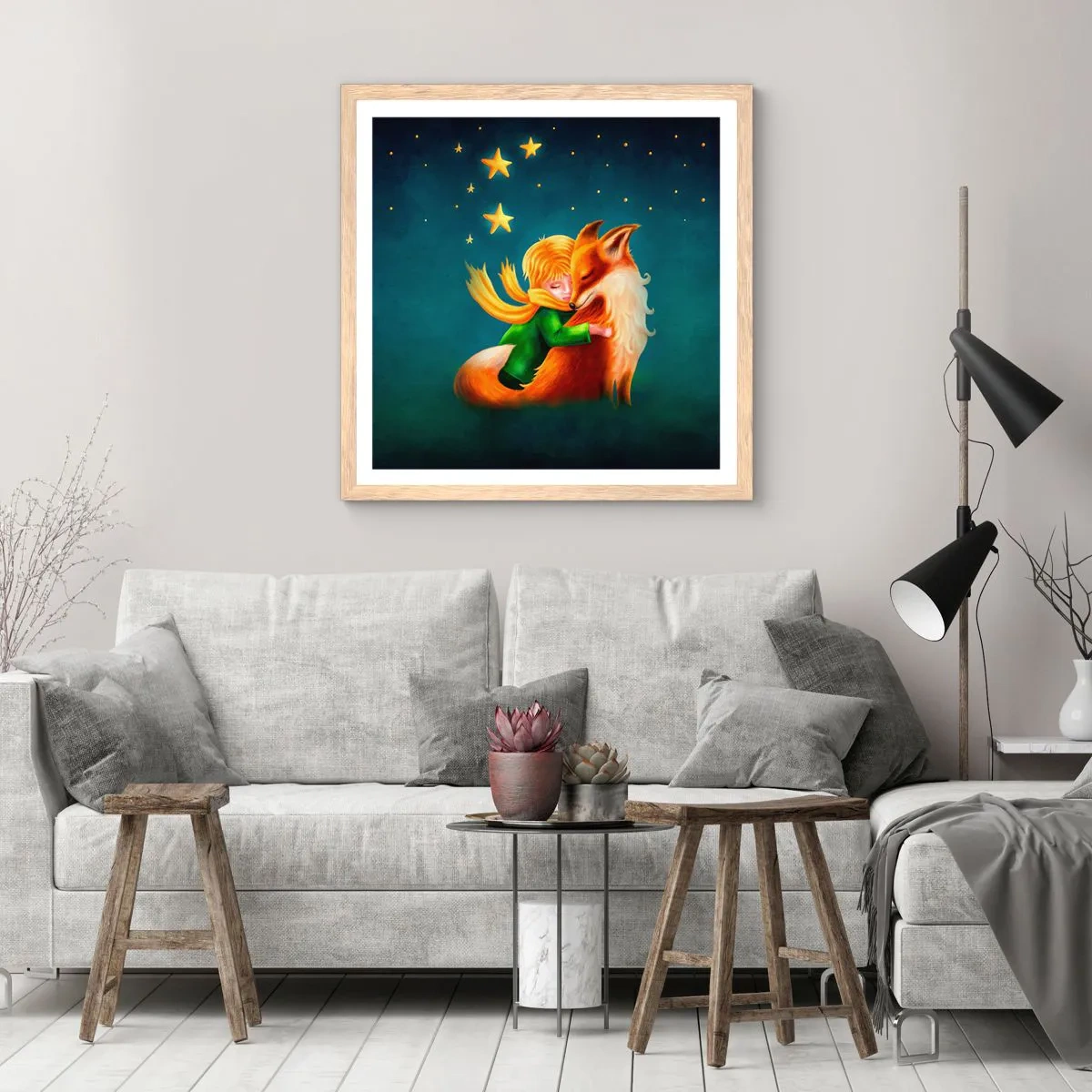Poster in cornice rovere chiaro - Il piccolo principe - 60x60 cm