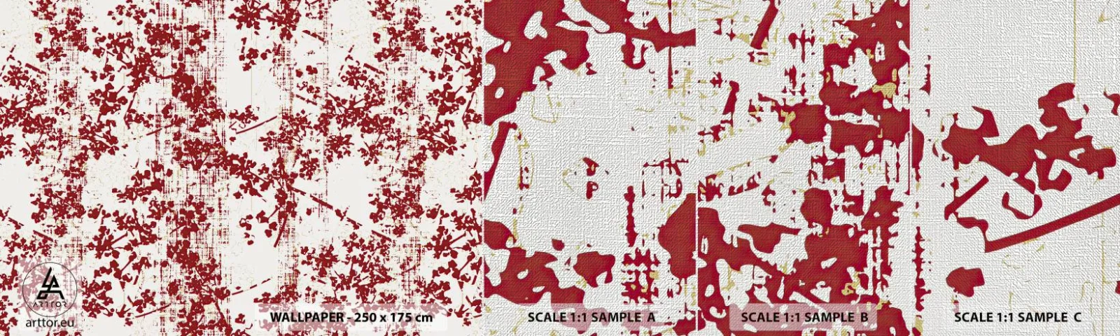 Campione di Fotomurale Premium Canvas - Come l'antico percalle - Invecchiato, Modello, Fiori - 100x30 cm