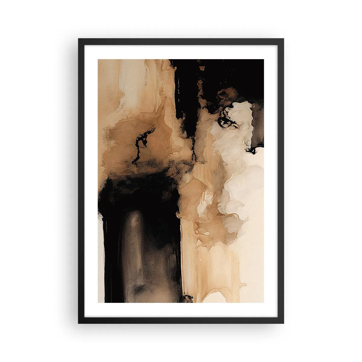 Poster in cornice nera - Una composizione astratta nelle calde tonalità del marrone. - 50x70cm - Astrazione intrigante - Decorazione murale moderna per soggiorno e camera da letto ARTTOR
