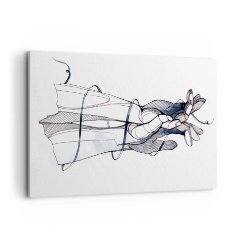Quadro su tela - Stampe su Tela - Un disegno sottile di una mano con un fiore delicato - 120x80cm - Studio del tocco - Decorazione murale moderna per soggiorno e camera da letto ARTTOR