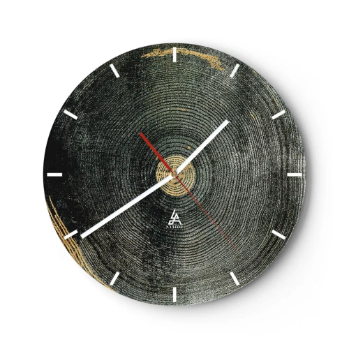 Orologio da parete - Orologio in Vetro - Struttura in venature del legno con sottili accenti dorati - 30x30cm - Cambiamento e persistenza - Decorazione murale moderna per soggiorno, cucina e camera da letto ARTTOR