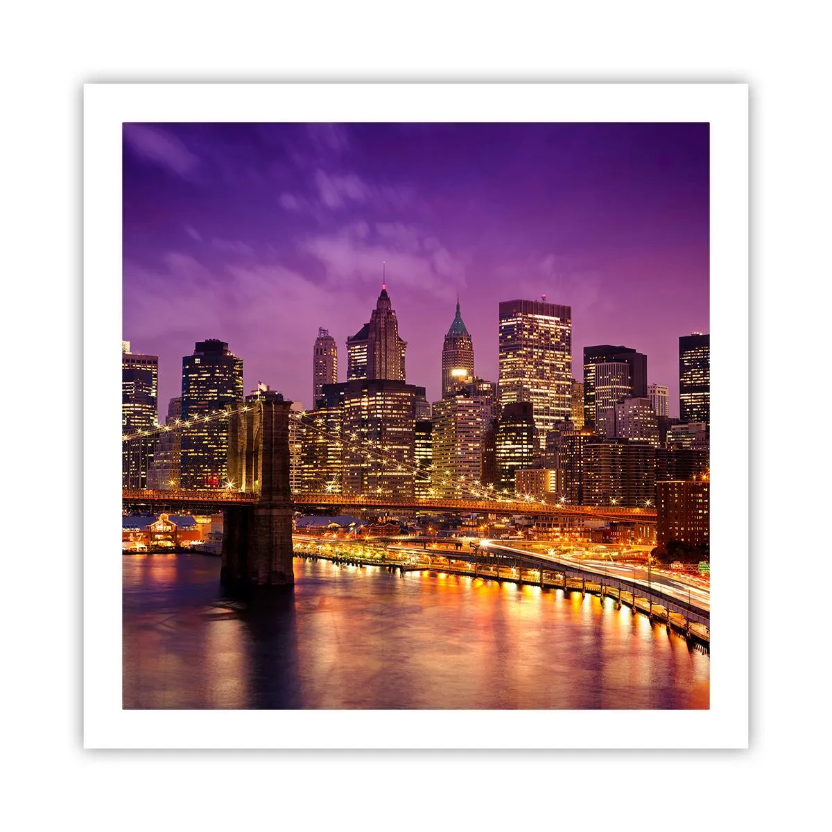 Poster - Manhattan in viola e oro - 60x60 cm
