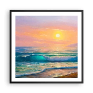 Poster in cornice nera - Il canto turchese delle onde - 60x60 cm