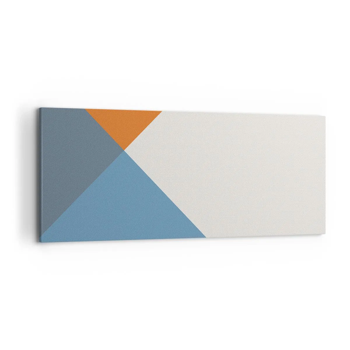 Quadro su tela - Stampe su Tela - Triangoli geometrici nei toni del blu e dell'arancione - 120x50cm - Ad angolo... - Decorazione murale moderna per soggiorno e camera da letto ARTTOR