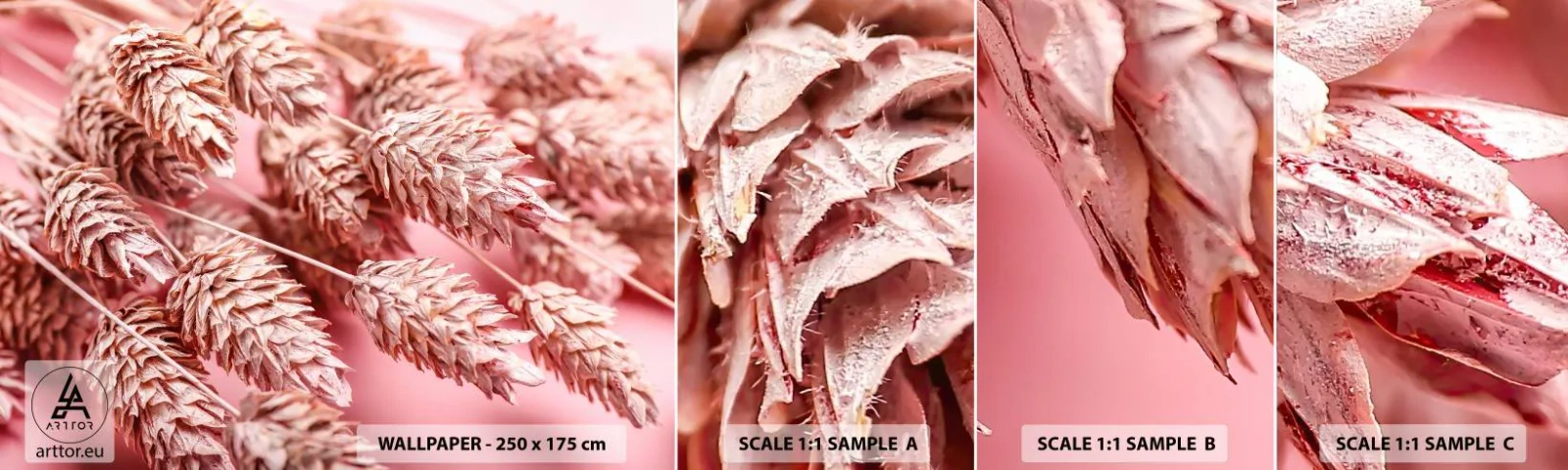 Campione di Fotomurale Adesivo Deluxe Sticker - Cascata di fiori in rosa - Fiori secchi, Mazzo di fiori, Fiori - 100x30 cm