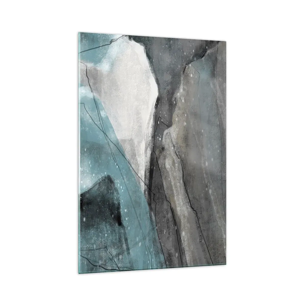 Quadro su vetro - Composizione astratta nei toni del grigio e del blu - 70x100cm - Astrazione: rocce e ghiaccio - Decorazione murale moderna per soggiorno e camera da letto ARTTOR