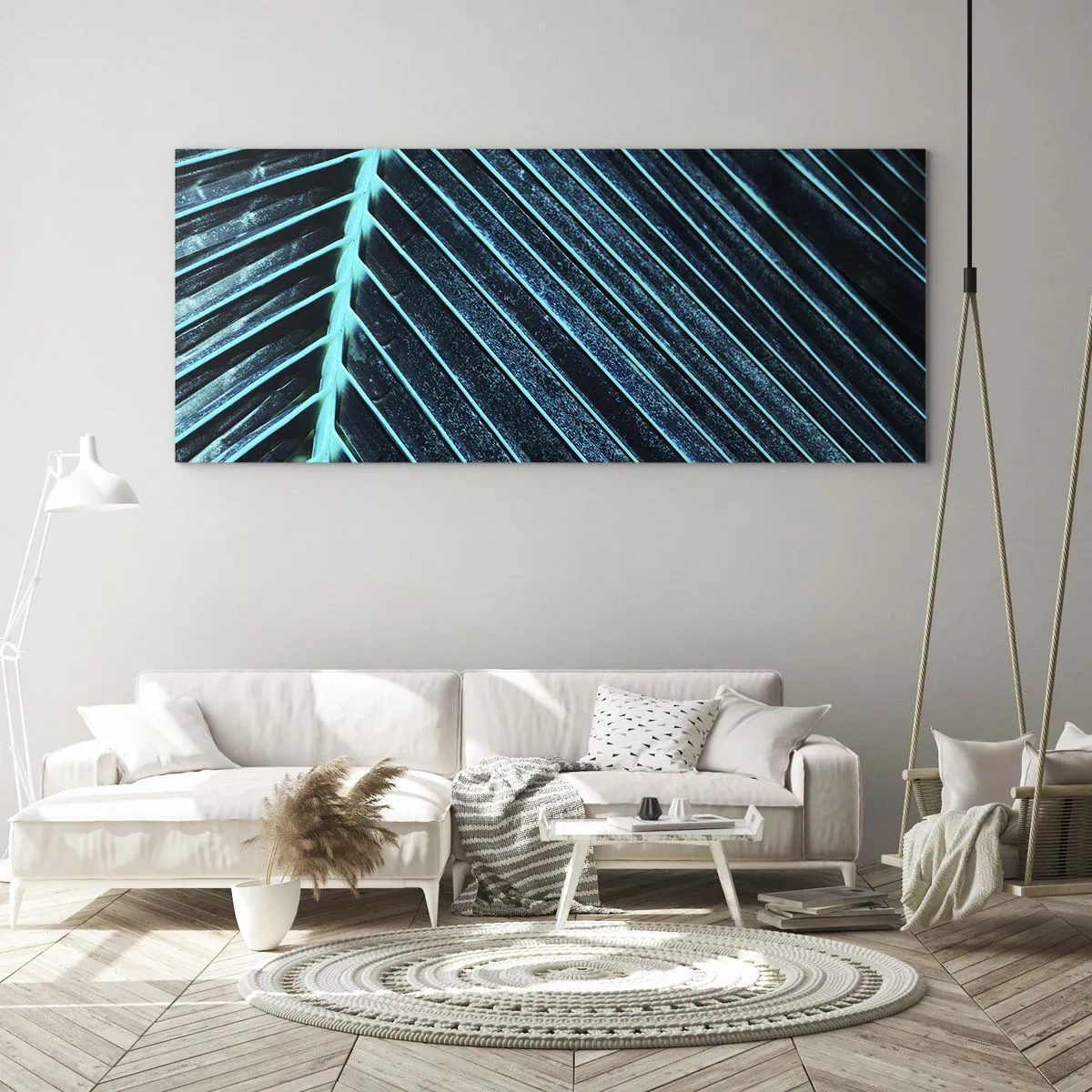 Quadro su vetro - La struttura del verde - 100x40 cm