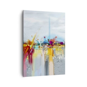 Quadro su tela - Stampe su Tela - Paesaggio astratto con accenti colorati - 50x70cm - Il ponte della gioia sul fiume della vita - Decorazione murale moderna per soggiorno e camera da letto ARTTOR