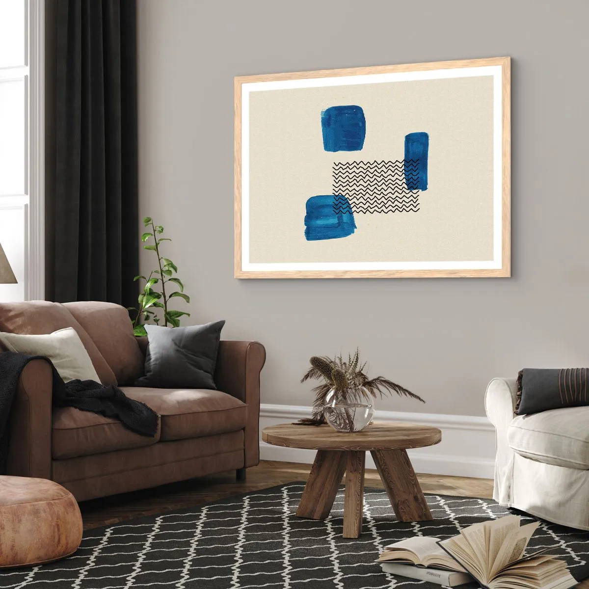 Poster in cornice rovere chiaro - Quartetto astratto - 91x61 cm