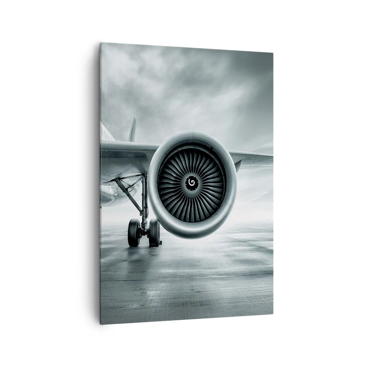 Quadro su tela - Stampe su Tela - Il motore a reazione di un aereo sulla pista - 70x100cm - C'è la forza! - Decorazione murale moderna per soggiorno e camera da letto ARTTOR
