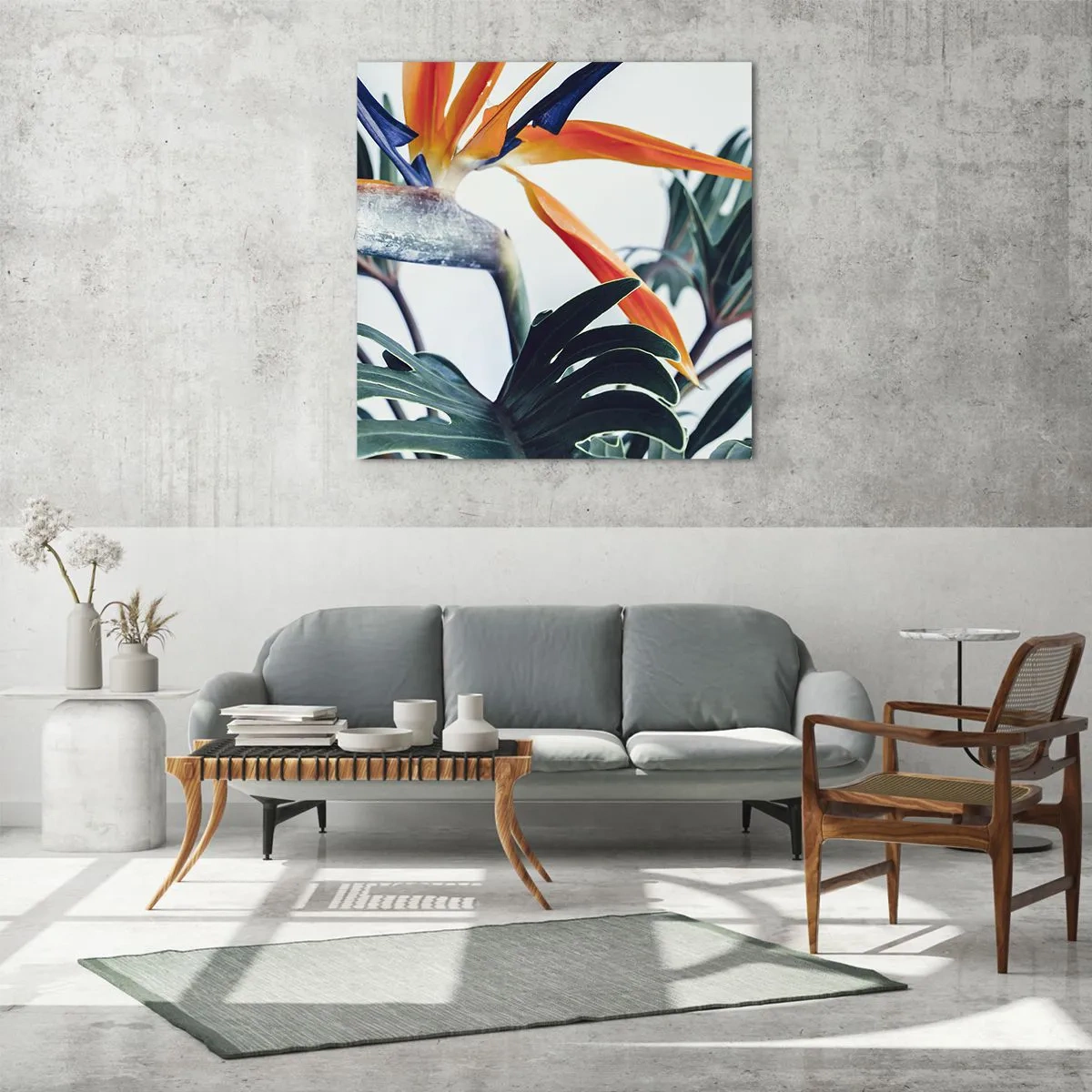 Quadro su vetro - Pianta uccello - 60x60 cm