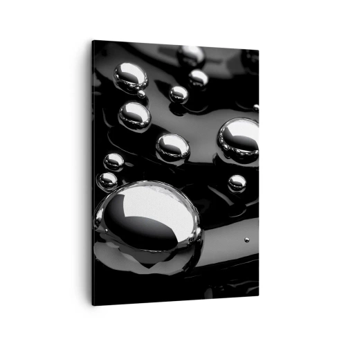 Quadro su tela - Stampe su Tela - Gocce astratte su una superficie nera - 50x70cm - Toni di nero - Decorazione murale moderna per soggiorno e camera da letto ARTTOR