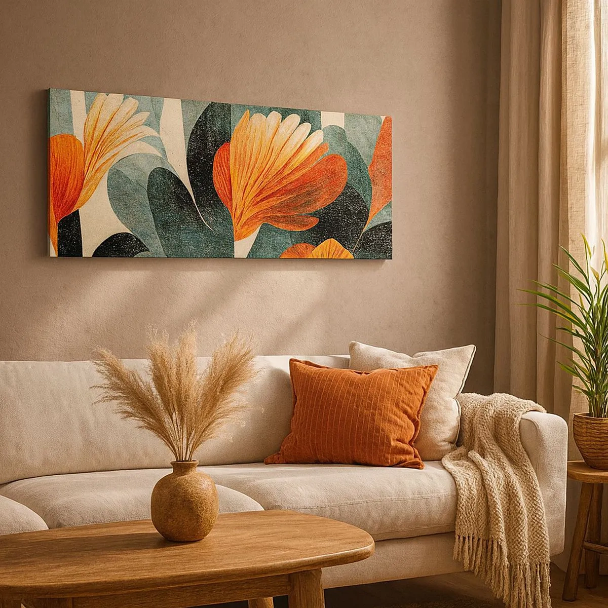Quadro su tela - Stampe su Tela - Caldo dei tropici e fresco del verde - 100x40 cm