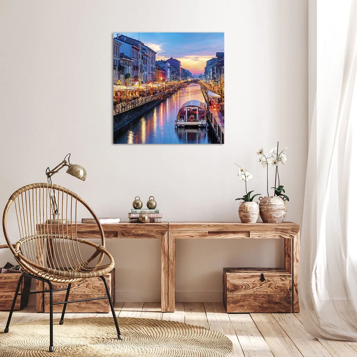 Quadro su tela - Stampe su Tela - Sera di luce e di divertimento - 60x60 cm