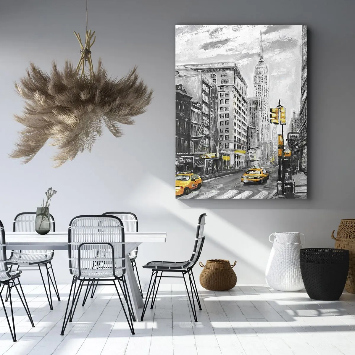 Quadro su tela - Stampe su Tela - Strada di New York con accenti gialli - 70x100cm - Racconto di New York - Decorazione murale moderna per soggiorno e camera da letto ARTTOR