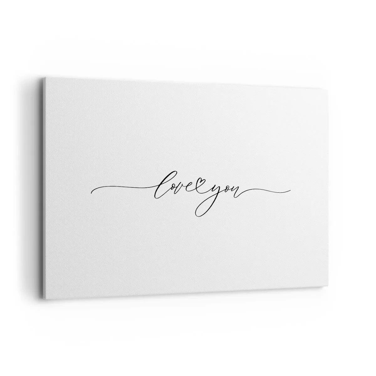 Quadro su tela - Stampe su Tela - La scritta "Ti amo" in un carattere elegante - 120x80cm - Bianco e nero - Decorazione murale moderna per soggiorno e camera da letto ARTTOR